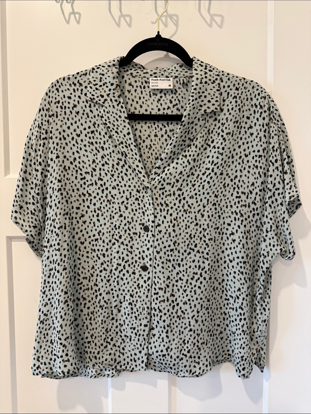 Frank And Oak Mint Green Speckled Button Front Blouse